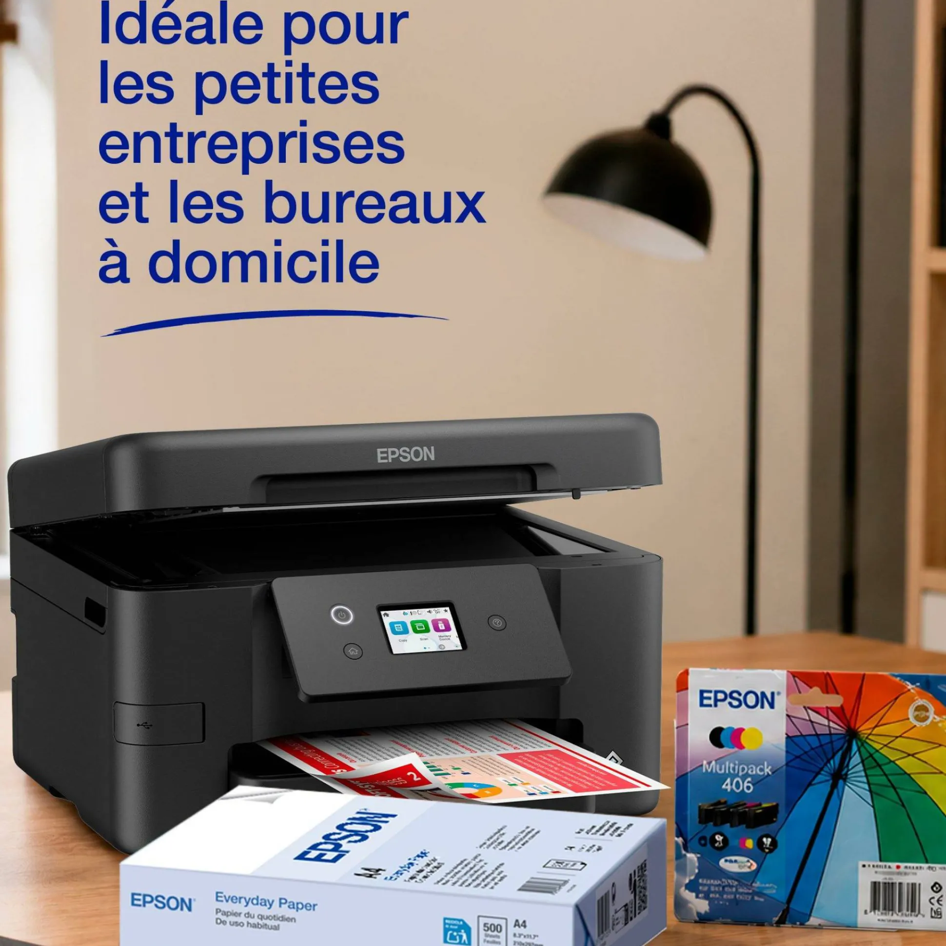Solution d’impression Jet d’Encre A4 sans fil WorkForce Pro WF-3920 et 6 mois d’approvisionnement en encre offerts avec l’abonnement à ReadyPrint*