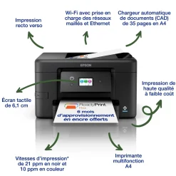 Solution d’impression Jet d’Encre A4 sans fil WorkForce Pro WF-3920 et 6 mois d’approvisionnement en encre offerts avec l’abonnement à ReadyPrint*