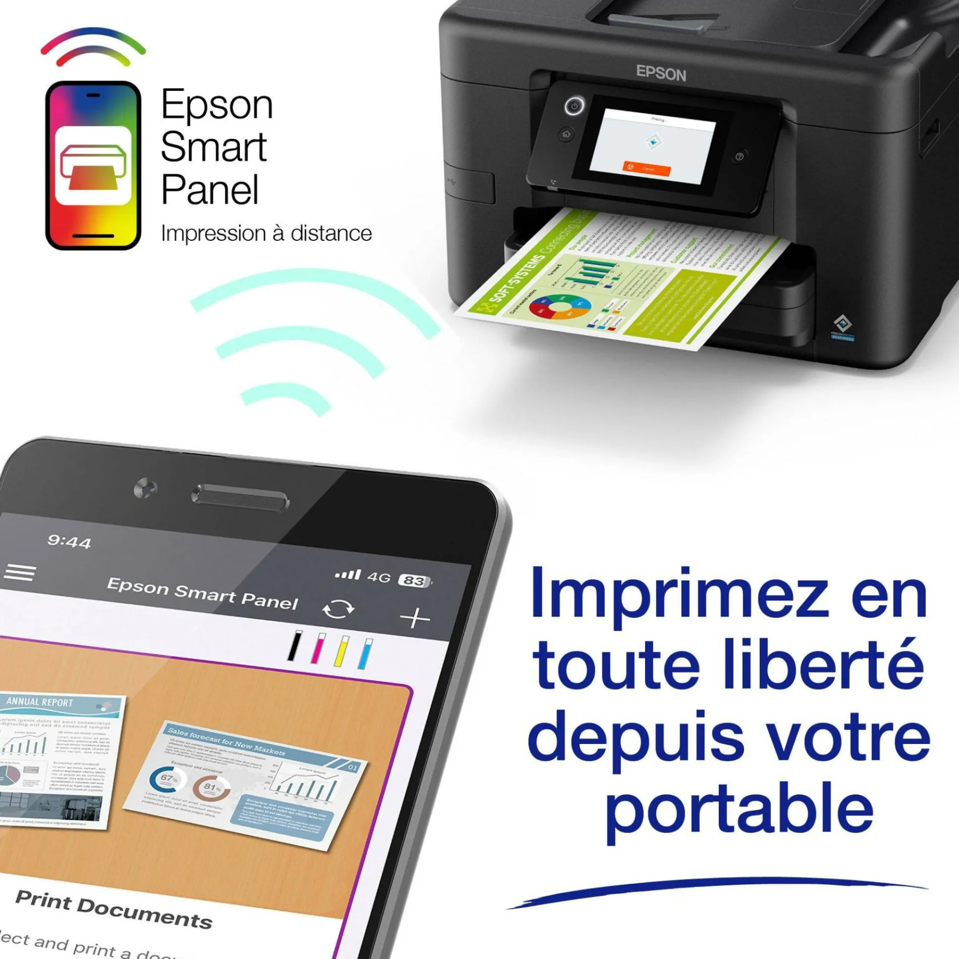Solution d’impression Jet d’Encre A4 sans fil WorkForce Pro WF-4920 et 6 mois d’approvisionnement en encre offerts avec l’abonnement à ReadyPrint*