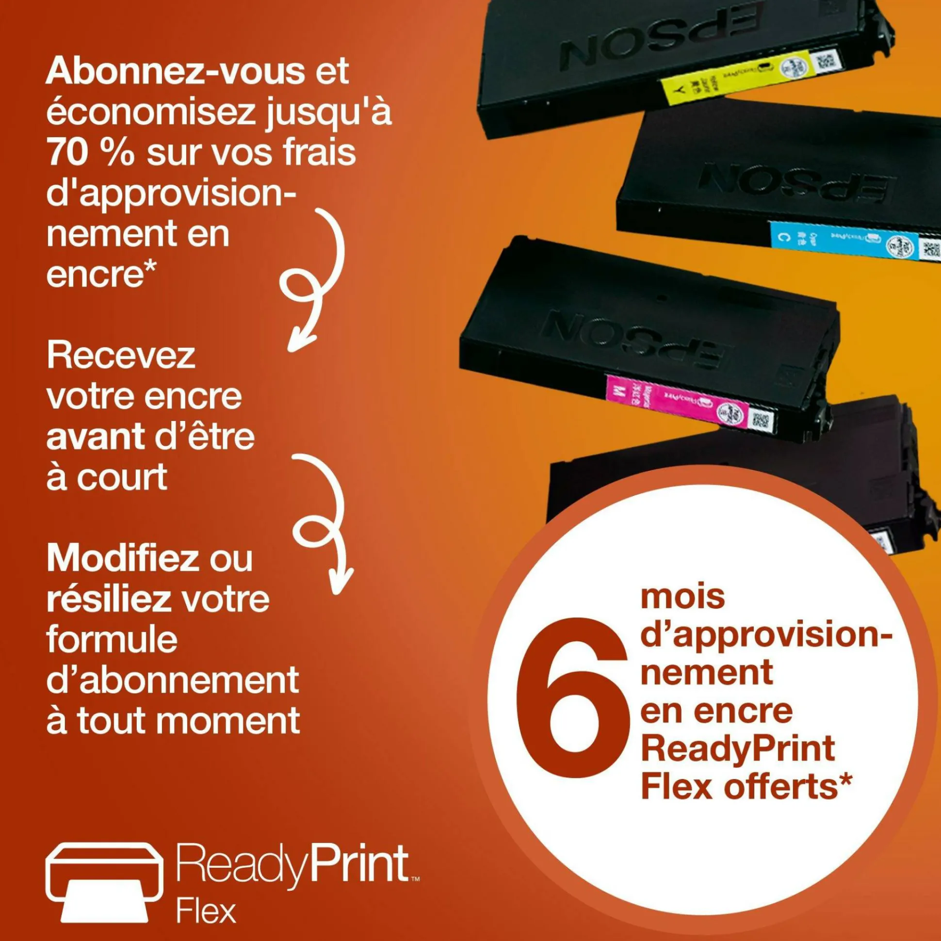 Solution d’impression Jet d’Encre A4 sans fil WorkForce Pro WF-4930 et 6 mois d’approvisionnement en encre offerts avec l’abonnement à ReadyPrint*