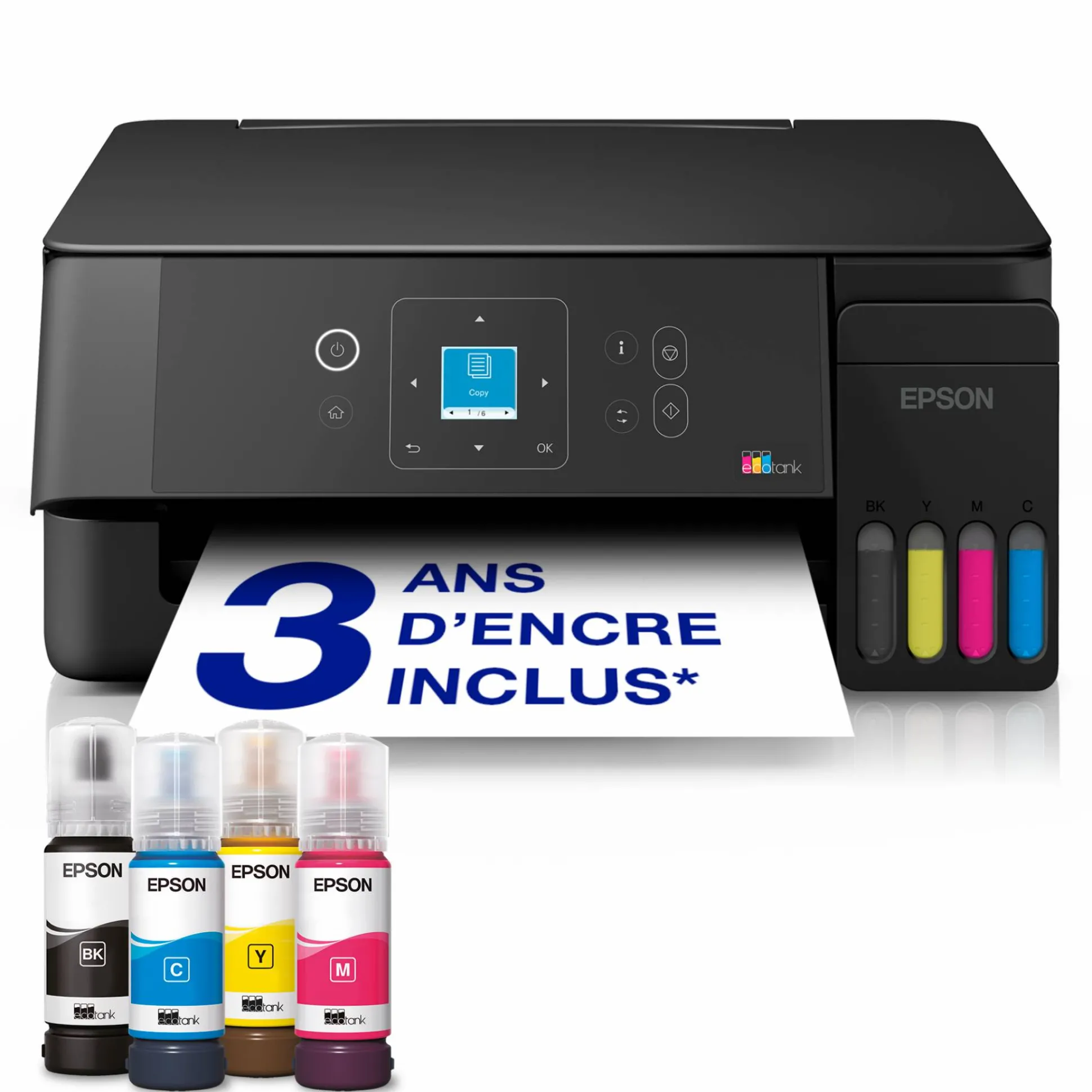 Solution d’impression multifonction A4 Wi-Fi et AirPrint EcoTank ET-2921 équipée de réservoirs d’encre, écran LCD et jusqu’à 3 ans d’encre inclus