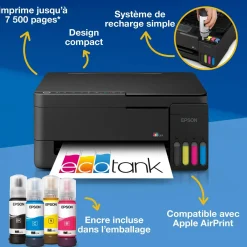 Solution d’impression multifonction A4 Wi-Fi et AirPrint EcoTank ET-2912 équipée de réservoirs d’encre, avec jusqu’à 3 ans d’encre inclus