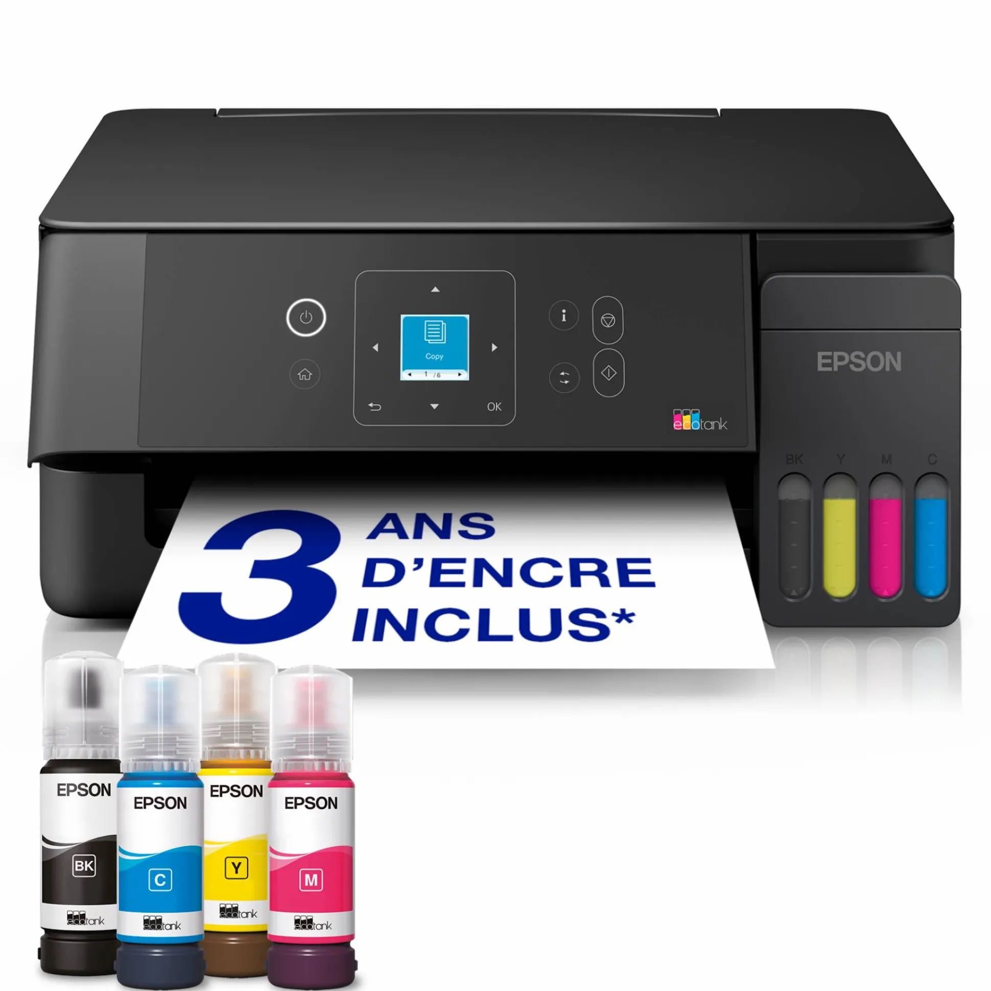 Solution d’impression multifonction A4 Wi-Fi et AirPrint EcoTank L3360 équipée de réservoirs d’encre, écran LCD et jusqu’à 3 ans d’encre inclus