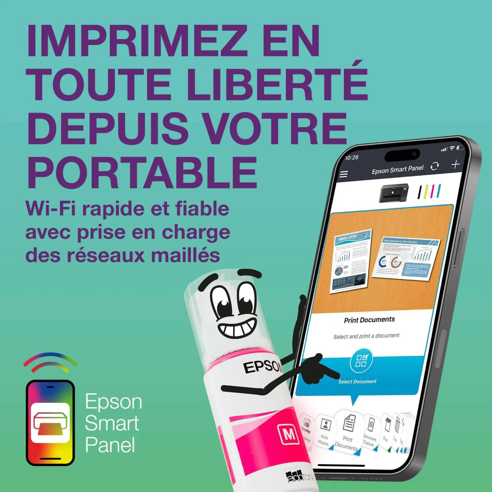 Solution d’impression multifonction A4 Wi-Fi et AirPrint EcoTank L3360 équipée de réservoirs d’encre, écran LCD et jusqu’à 3 ans d’encre inclus