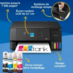 Solution d’impression multifonction A4 Wi-Fi et AirPrint EcoTank ET-2925 équipée de réservoirs d’encre, écran LCD et jusqu’à 3 ans d’encre inclus