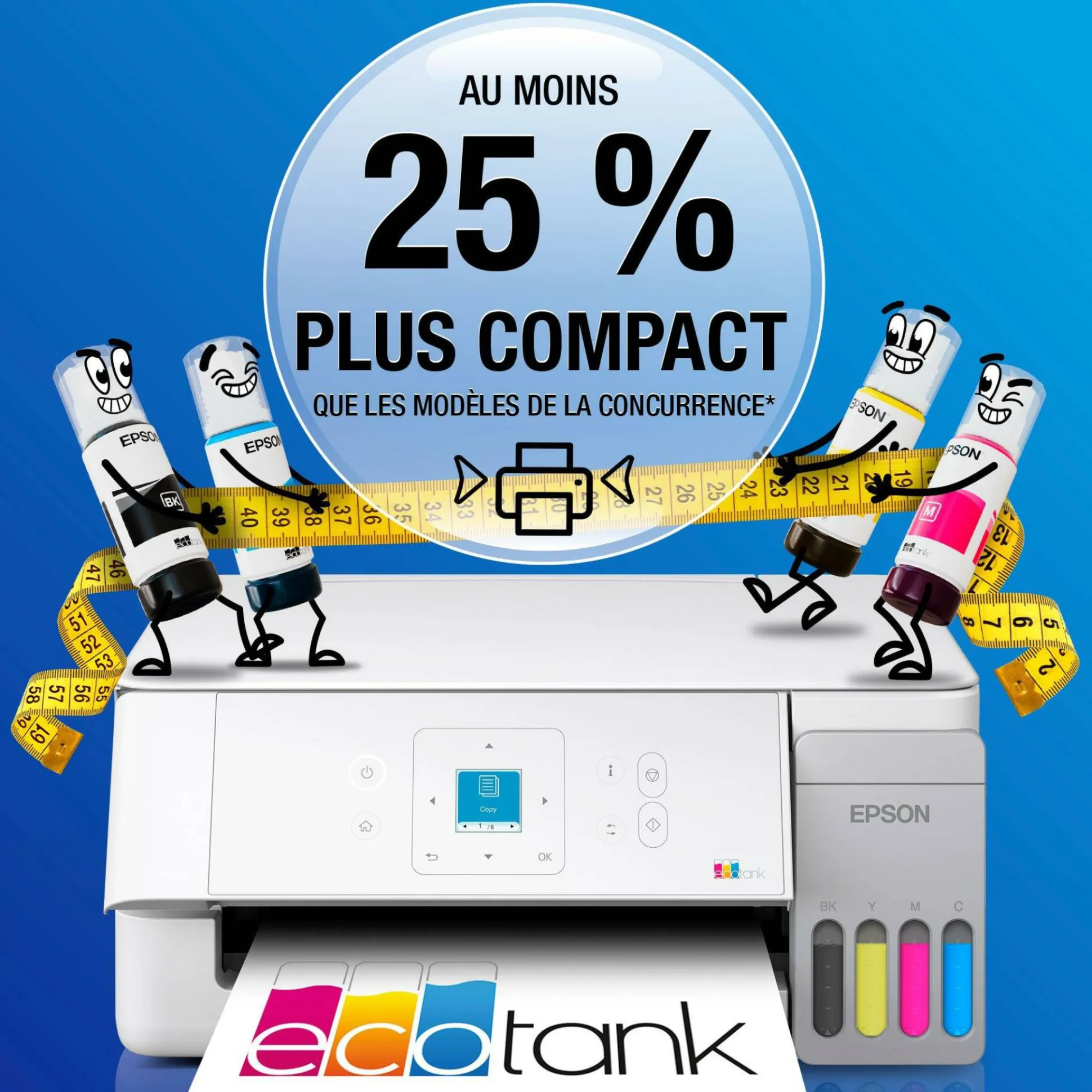Solution d’impression multifonction A4 Wi-Fi et AirPrint EcoTank ET-2926 équipée de réservoirs d’encre, écran LCD et jusqu’à 3 ans d’encre inclus