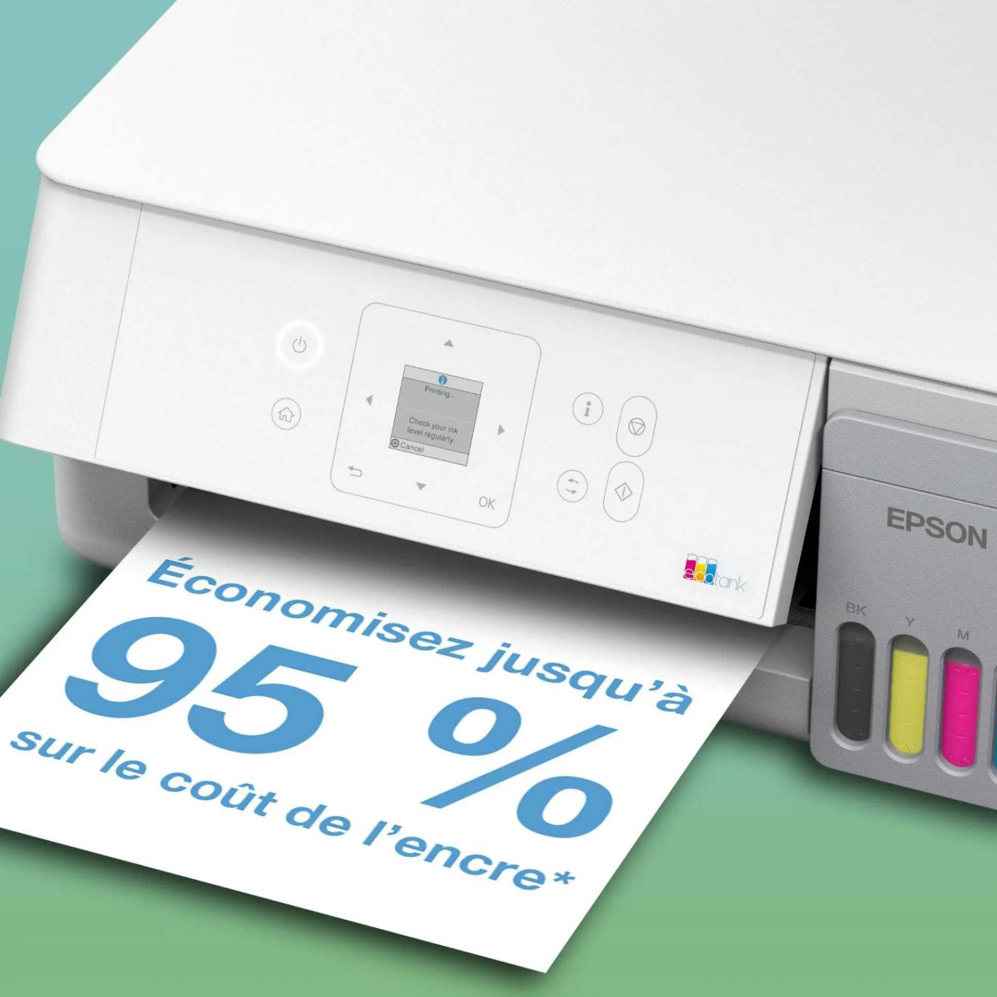 Solution d’impression multifonction A4 Wi-Fi et AirPrint EcoTank ET-2926 équipée de réservoirs d’encre, écran LCD et jusqu’à 3 ans d’encre inclus
