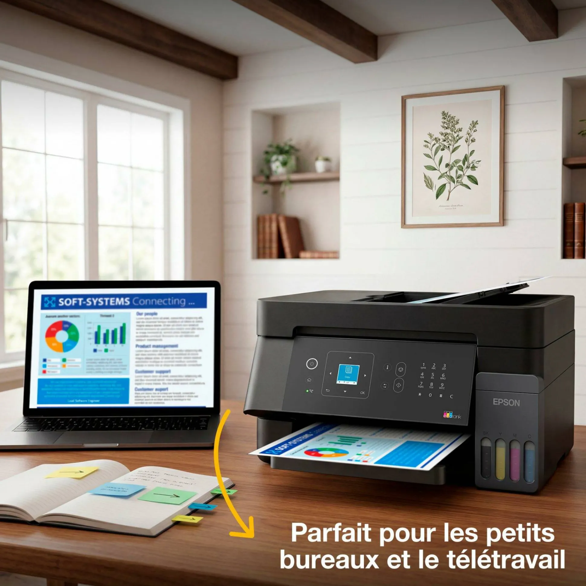 Solution d’impression multifonction A4 Wi-Fi et AirPrint EcoTank L5390 équipée de réservoirs d’encre, d’un écran LCD et d’un chargeur automatique de documents, avec jusqu’à 3 ans d’encre inclus